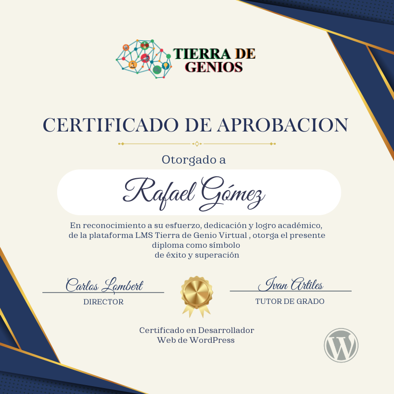 Certificado de Tierra de Genios